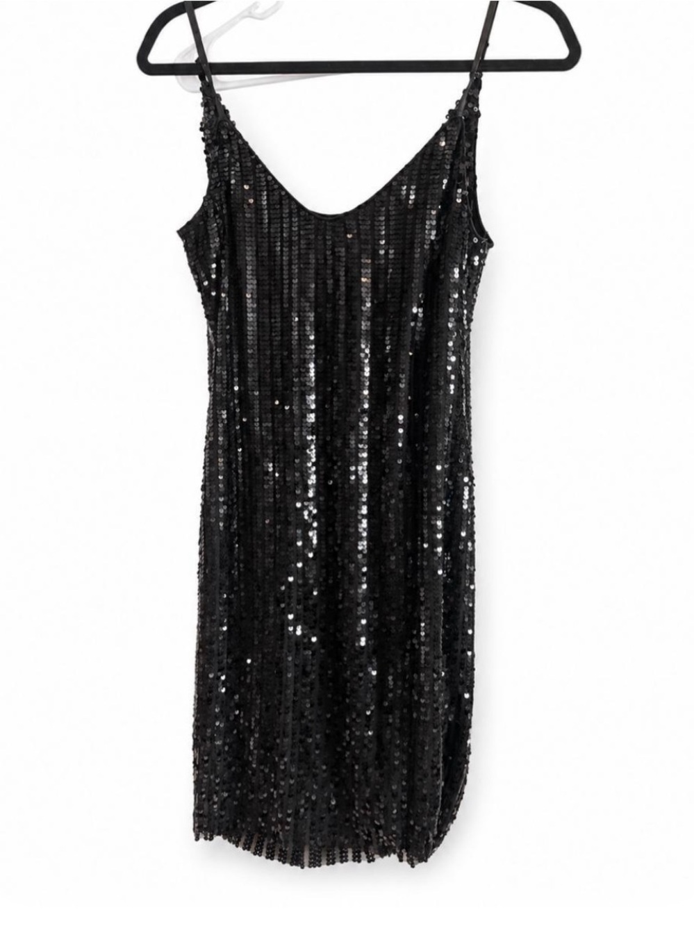 bebe Black Sequin Slip Mini Dress